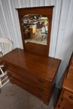 3 Drawer Wooden Dresser with Mirror