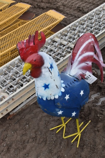 Patriotic Metal Rooster Lawn Art