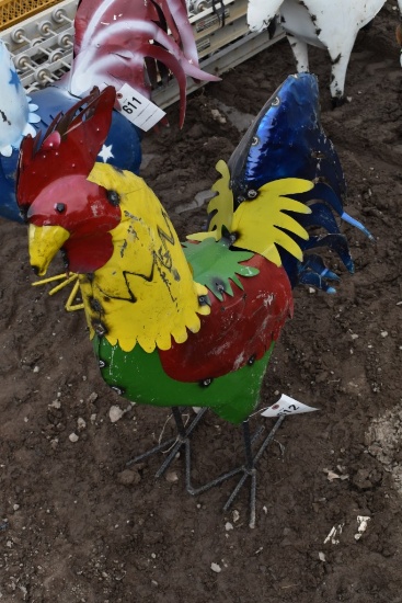 Metal Rooster Lawn Art