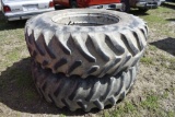 2 20.8R38 Tires on Dual Cast Hubs with 8 Bolt Axle Hubs