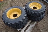 Set of 4 New Forerunner 10-16.5 Skid Steer Tires on 8 Lug Rims