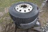 2 Goodyear 315/80R22.5 Tires on Alcoa Aluminum 10 Lug Rims