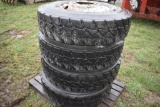 4 Goodyear 12R22.5 Tires on 10 Lug Rims