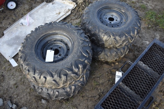 4 Maxis Big Horn 26x10.00-12 Tires on 4 Lug Rims