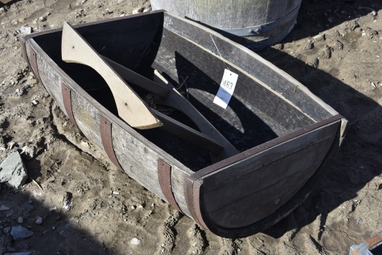 Wood Barrel Trough Ice Bucket with Stand