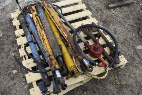 Pallet of Hydraulic Cylinders, PTO Shafts, Pump