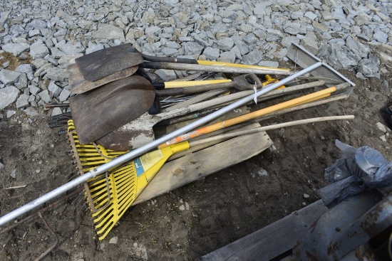 Pallet of Yard Tools and Golf Clubs