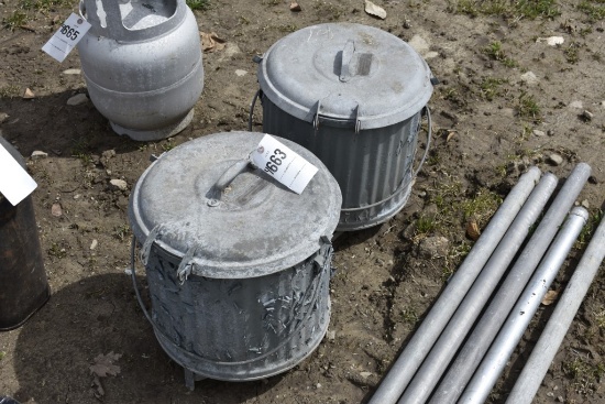 2 Vintage Flip Top Garbage Cans
