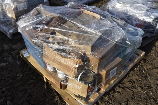 Pallet of Paint, Stain, Electrical Items
