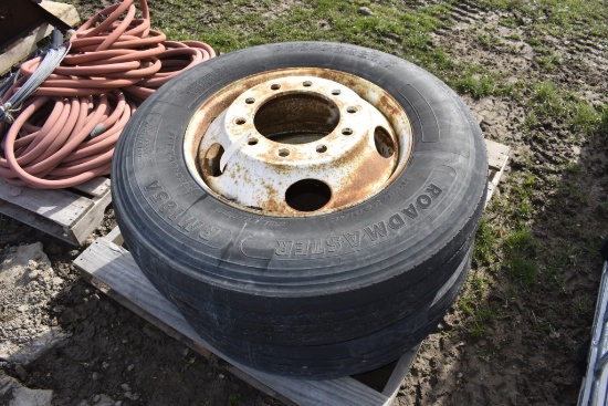 2 295/75R22.5 Tires on 10 Lug Rims