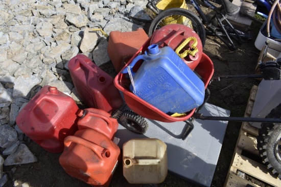 Group of Gas Cans, Broadcast Spreader