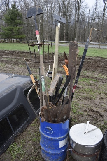 30 Gallon Drum with Yard Tools