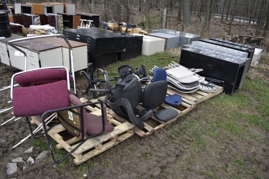 Group of 7 Filing Cabinets and Chairs