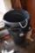 Four 32 Gallon Trash Bins and Black Plastic Carry Tub