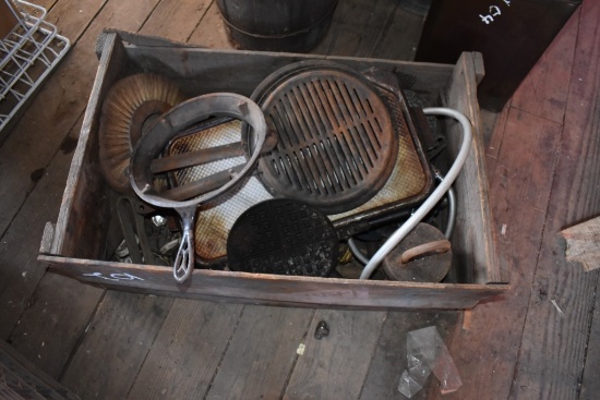 Vintage Wooden Boc of Old Kitchen Items