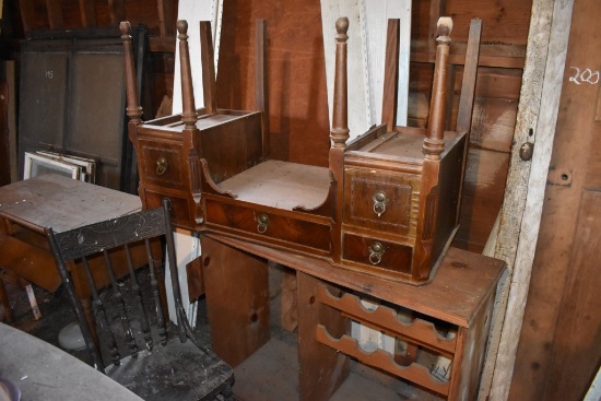 Old Desk and Wine Rack with Chair