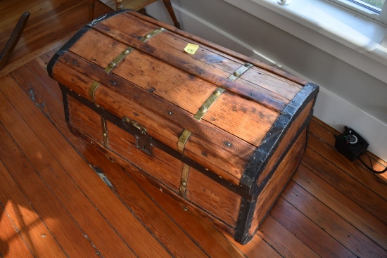 Wooden Trunk with Some Glass Contents
