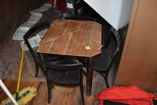 Wooden Table with Triangle Chairs