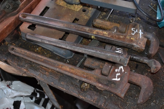 Two 18" and One 14" Pipe Wrenches