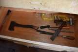 Drawer with Bridgeport Hatchet, Files, 3 Clevises and more
