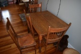 Vintage Wooden Dining Table With 4 Chairs