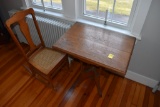 Wooden Table With Cane Bottom Rocking Chair