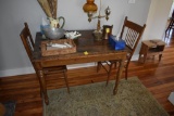 Vintage Wooden Table with Two Chairs
