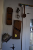 Group of Vintage Kitchen Items and Clock