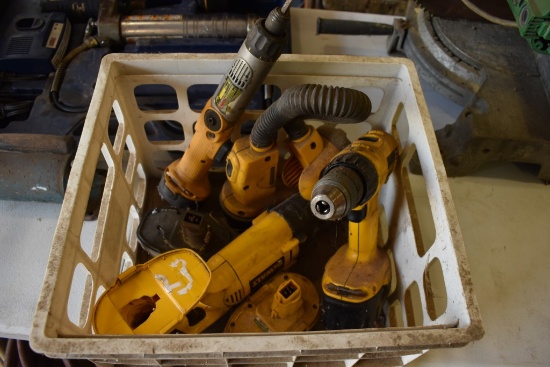 Crate of DeWalt Tools and Batteries