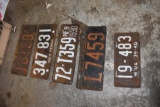 5 Vintage License Plates