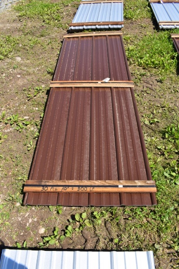 30 Pieces of 10' Brown Corrugated Metal Paneling