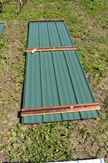 25 Pieces of 10' Green Corrugated Metal Paneling