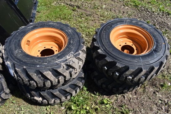 4 Solidmax HD 12-16.5 Tires on 6 Lug Rims