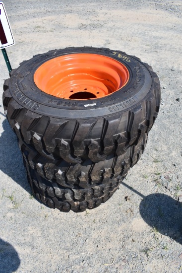 Set of 4 Forerunner 10-16.5 Skid Steer Tires on 8 Lug Rims