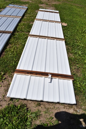 30 Pieces of 16' White Corrugated Metal Paneling