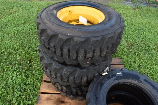 3 Titan 12-16.5 Skid Steer Tires on 8 Lug Rims