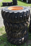4 Solidmax HD 12-16.5 Skid Steer tires on 8 Lug Rims
