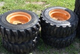 4 Forerunner 12-16.5 Skid Steer Tires on 8 Lug Rims
