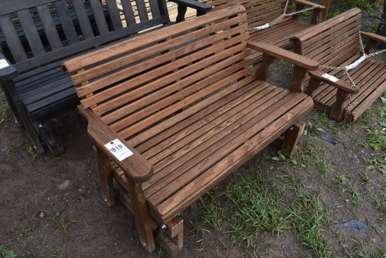 Amish Made 50" Oak Stain Glider Bench