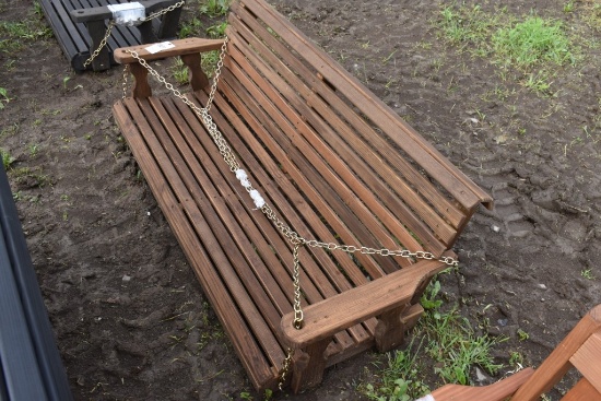 Amish Made 62" Oak Stain Hanging Swing