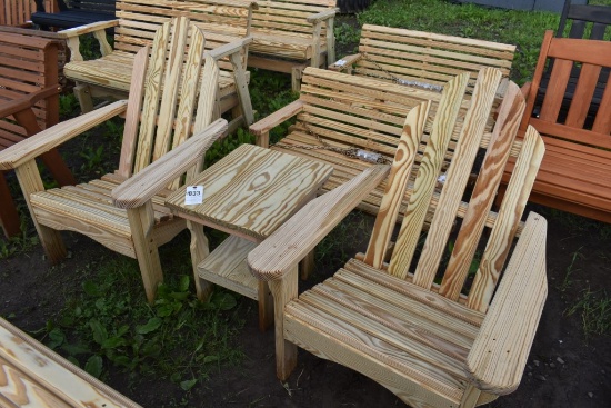 Amish Made Adirondak Chair Set with Table