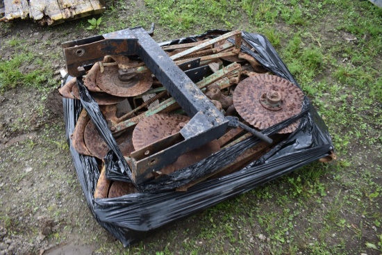 Pallet of Coulters with 3 Point Quick Hitch
