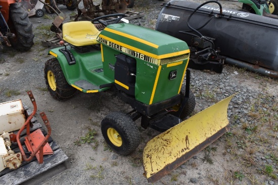 John Deere 116 Lawn Tractor with Plow
