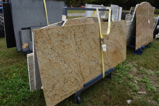 Group of Granite Slabs and Counters on Rack