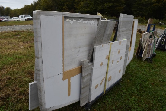 Group of Granite Slabs and Counters on Rack