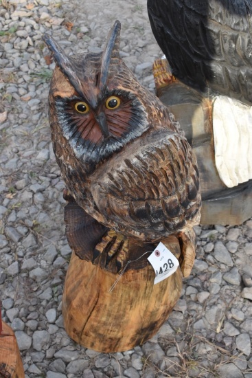 36" Great Horned Owl Wood Carving