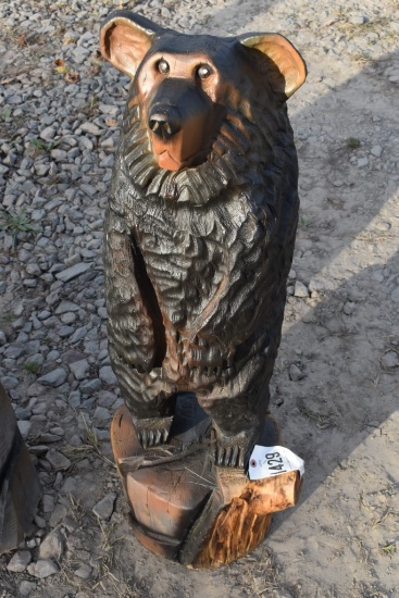 39" American Black Bear Wood Carving