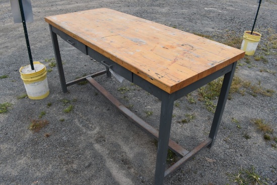 Work Shop Table with Thick Wood Top