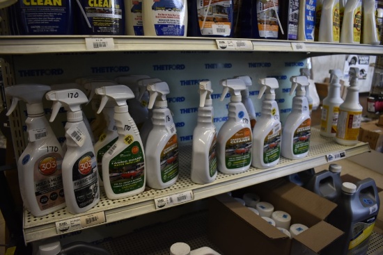 Shelf of RV Cleaner, Wax, Polish
