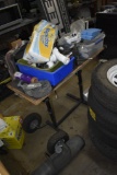 Shop Table with Misc Contents and Air Tank